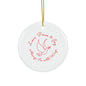 Love, Peace & Joy Holiday Star Ornament - Ceramic Star with Dove and Peace Design