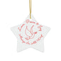 Love, Peace & Joy Holiday Star Ornament - Ceramic Star with Dove and Peace Design