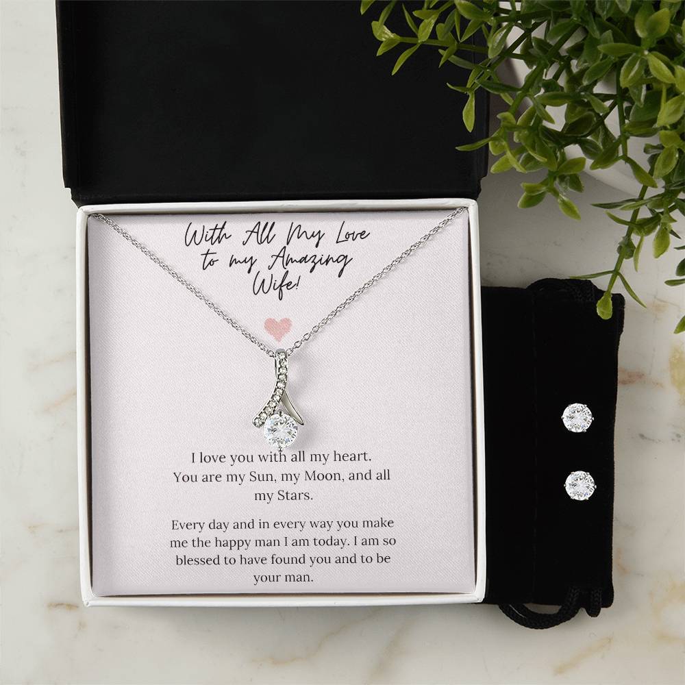 To My Amazing Wife Alluring Beauty Necklace, Gift for Birthday, Christmas, Valentine's Day or Anniversary