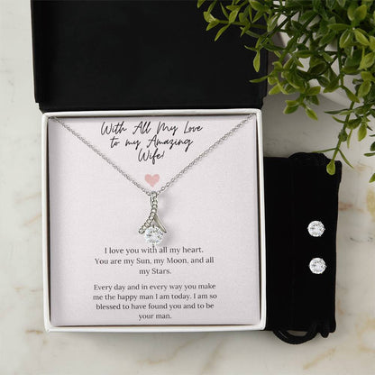 To My Amazing Wife Alluring Beauty Necklace, Gift for Birthday, Christmas, Valentine's Day or Anniversary