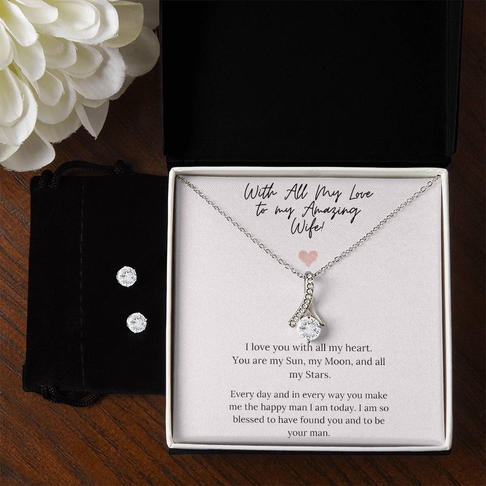 To My Amazing Wife Alluring Beauty Necklace, Gift for Birthday, Christmas, Valentine's Day or Anniversary