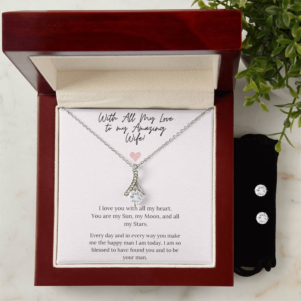 To My Amazing Wife Alluring Beauty Necklace, Gift for Birthday, Christmas, Valentine's Day or Anniversary