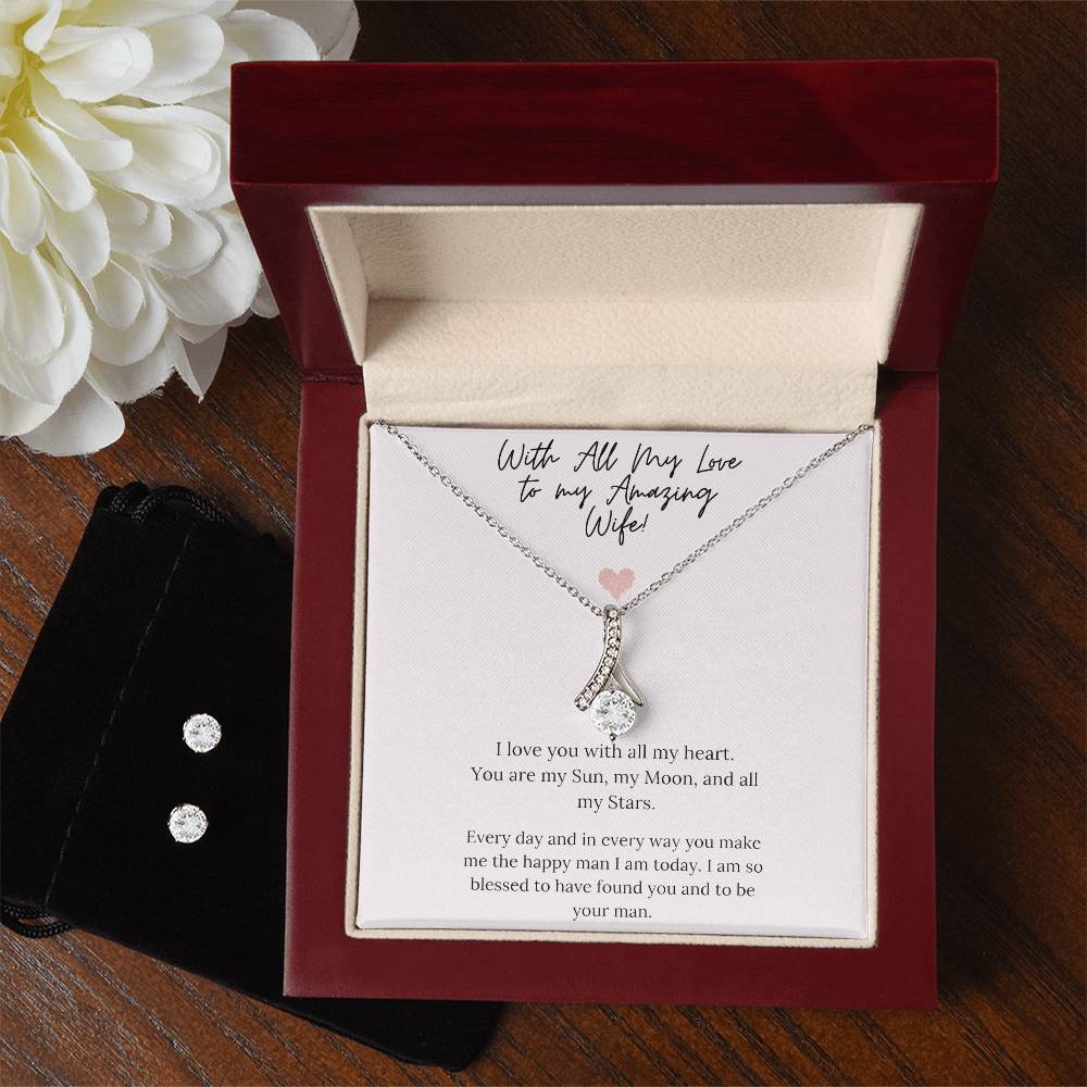 To My Amazing Wife Alluring Beauty Necklace, Gift for Birthday, Christmas, Valentine's Day or Anniversary
