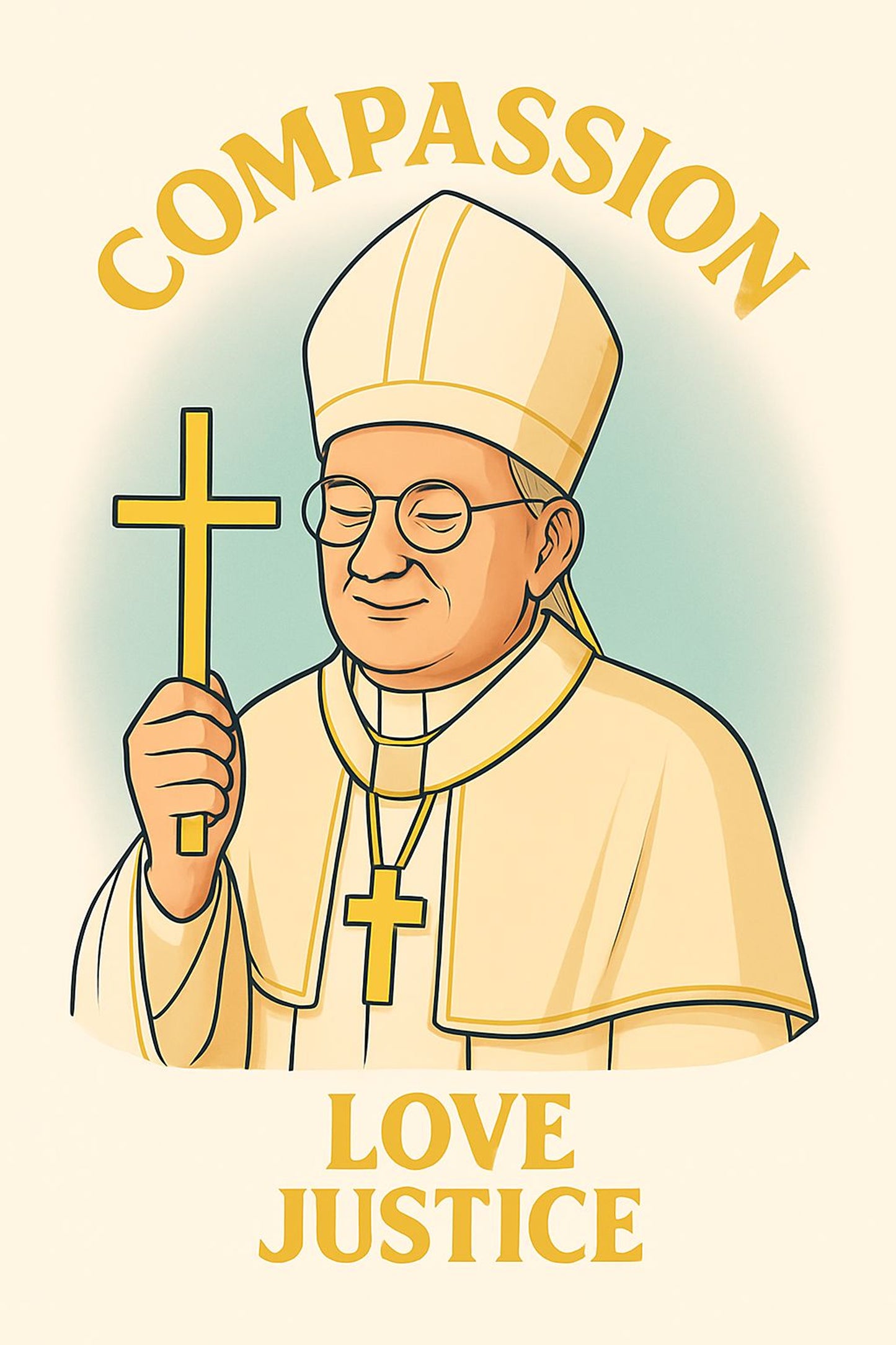 Pope Leo  Gallery Wrap Canvas Wall Art Print  Supporting Compassion Love Justice