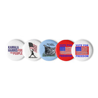 Load image into Gallery viewer, Set of Five Kamala Harris Vote Freedam Vote Blue Button Pins
