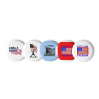 Load image into Gallery viewer, Set of Five Kamala Harris Vote Freedam Vote Blue Button Pins
