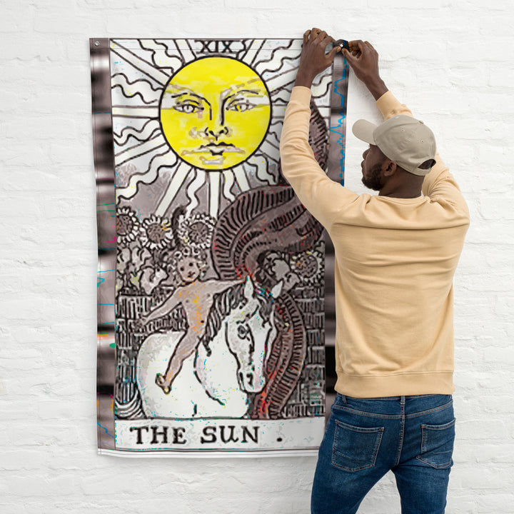 The Sun Tarot Card Banner Tapestry Flag